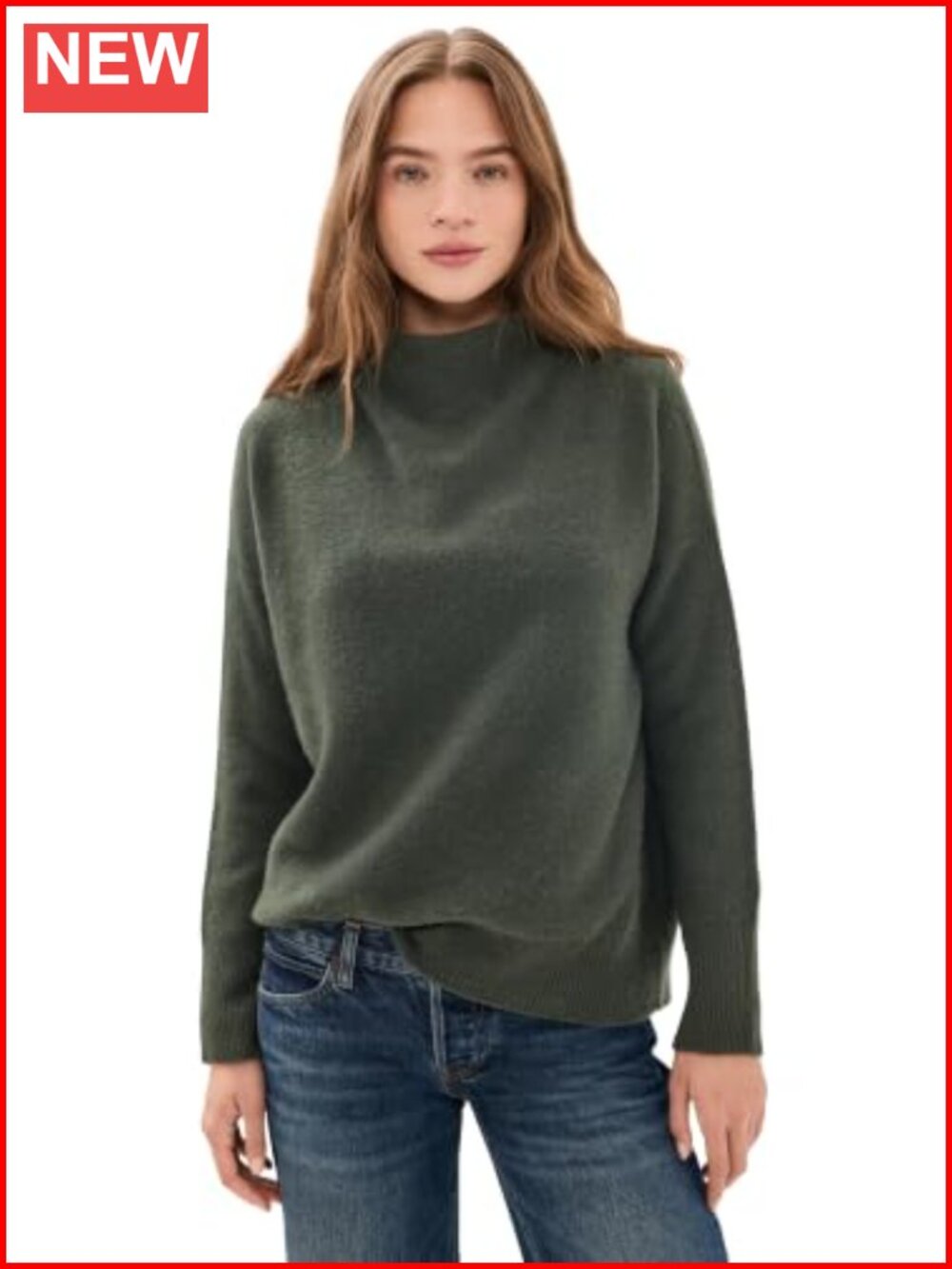 Cashmere Funnel Neck Pullover Sweater Long Sleeve Fall